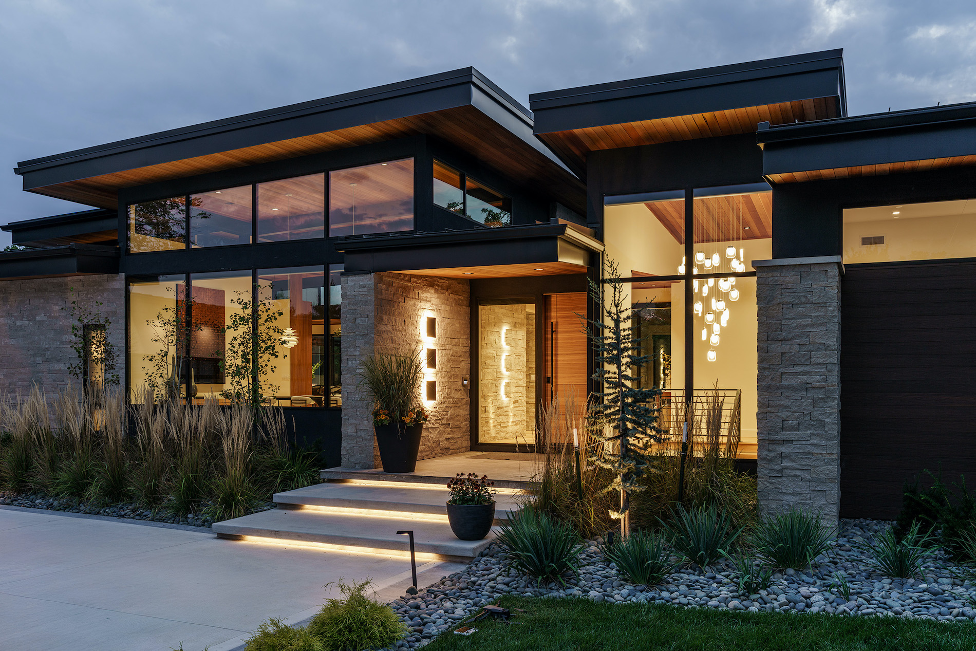 The entrance to the Spyglass house: a modern, custom, private home designed by Kansas City based Hoke Ley Architecture and Design